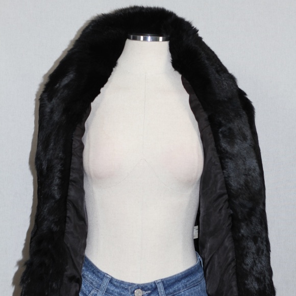 Black Rabbit Fur Coat - Picture 3 of 14